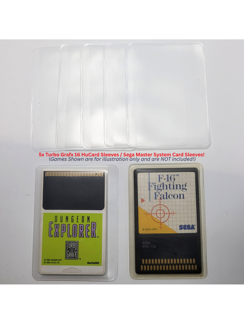 5x HuCard Sleeves for Turbo Grafx 16 Games PC Engine Hu Card  Sega Master System